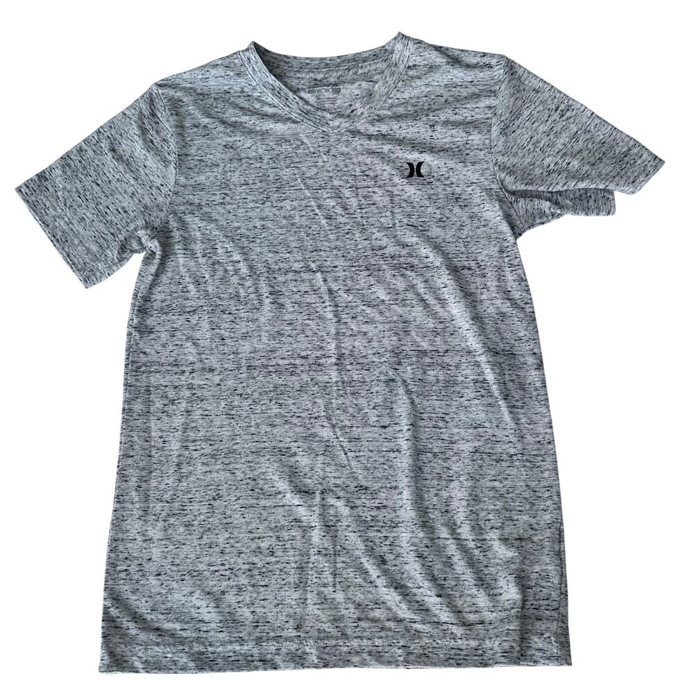 Hurley Boys Heather Gray V-Neck Short Sleeve Tee - Large